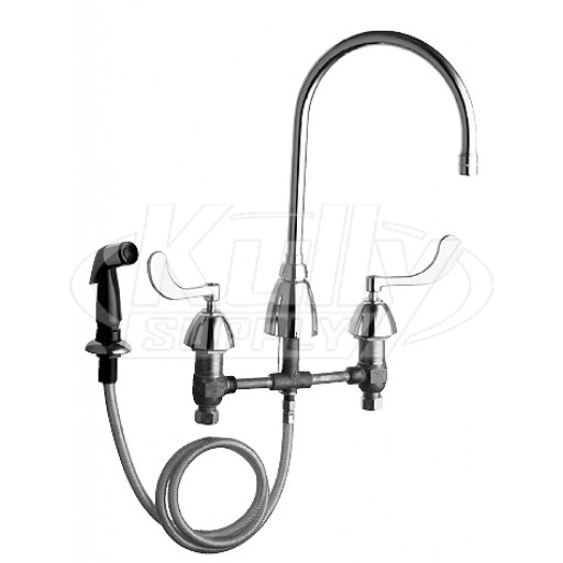 Chicago 200-AGN8AE3-317ABCP E-Cast Concealed Kitchen Sink Faucet w/ Side Spray