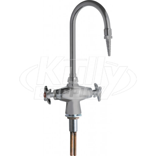 Chicago 929-SAM Hot and Cold Water Mixing Faucet with Chemical Resistant Satin Antimicrobial Finish