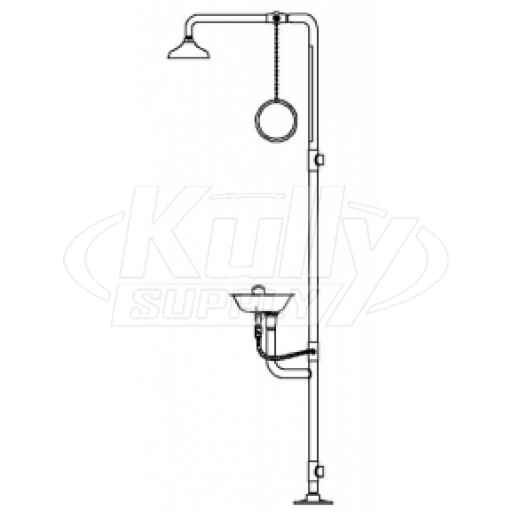 Speakman SE-694 Combination Drench Shower & Eye/Face Wash (with Stainless Steel Receptor and Impeller Action Showerhead)
