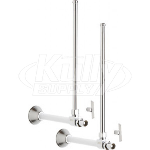 Chicago STC-52-11-PR-AB Angle Stop Compression Valve with Supply Tube and Loose Key Handle - One Pair