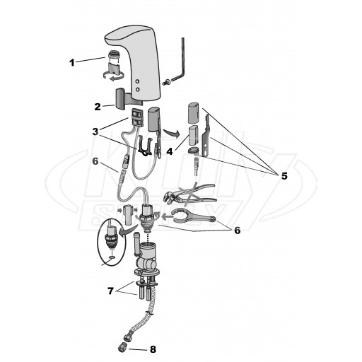 Symmons S-6080-SSUP Faucet Parts Breakdown
