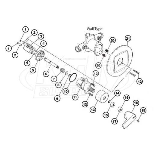 Bradley Equa-Flo Wall Shower Valve (Prior to March 2002) Parts Breakdown