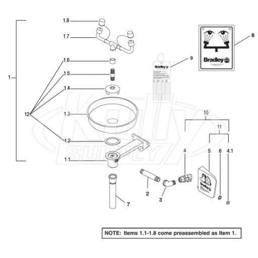 Bradley S19-220B Parts Breakdown