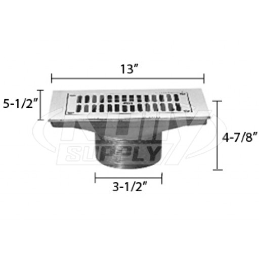 Zurn ZN400-13J Z400 "TYPE J" Rectangular Strainer - Polished Nickel Bronze Top