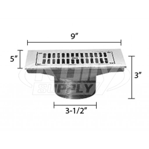 Zurn ZN400-9J Z400 "TYPE J" Rectangular Strainer - Polished Nickel Bronze Top