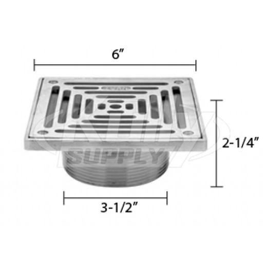 Zurn ZS400-6SS ZS400 "TYPE SS" Square Strainer - Type 304 Stainless Steel Top