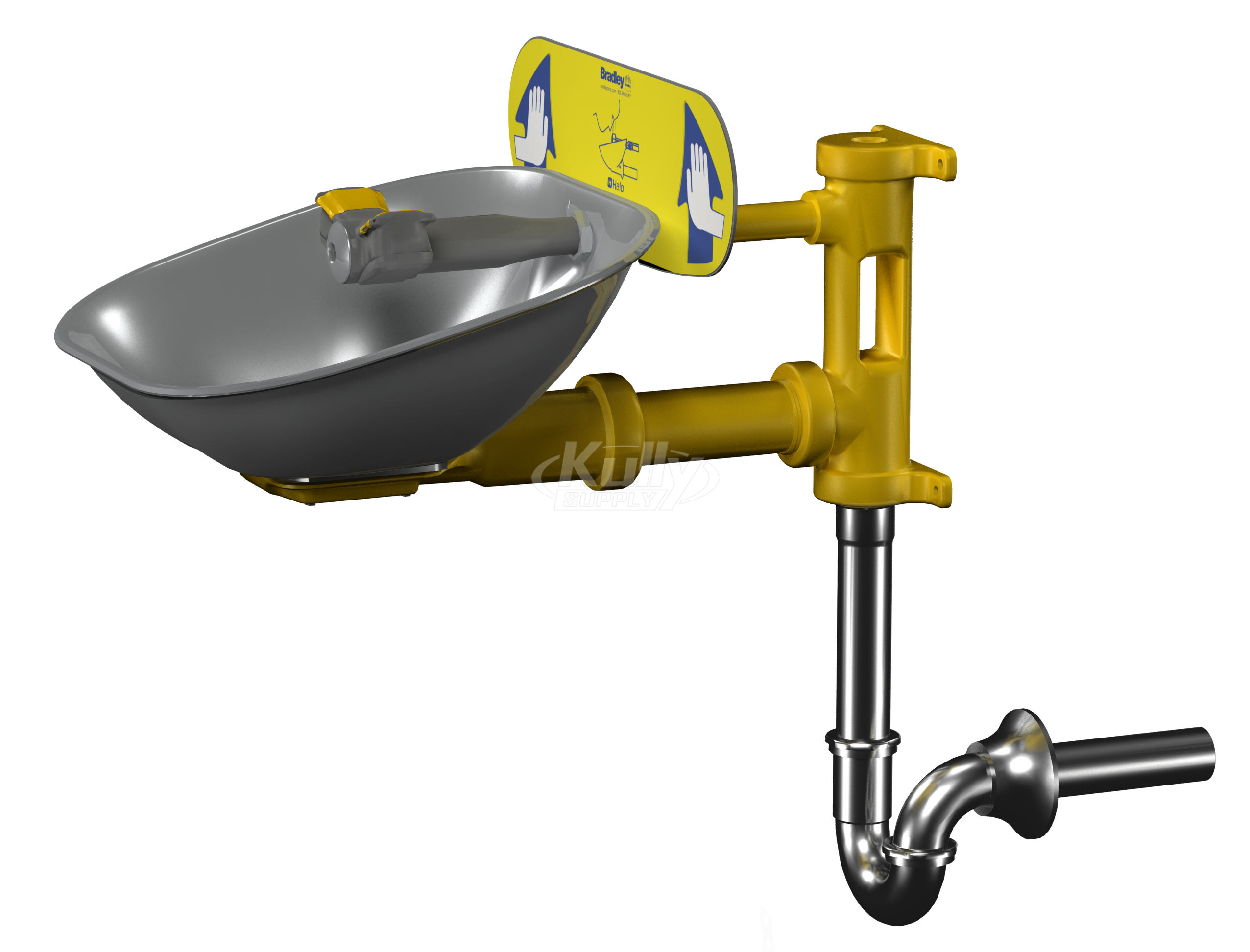 Bradley S19224BPT Halo Eyewash, stainless steel bowl, p-trap