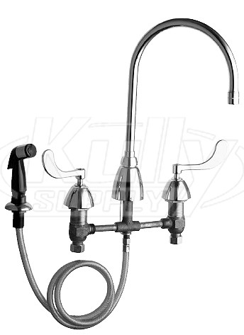 Chicago 200-AGN8AE3-317ABCP E-Cast Concealed Kitchen Sink Faucet w/ Side Spray
