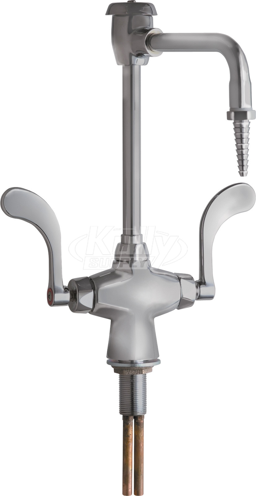 Chicago 930-317SAM Hot and Cold Water Mixing Faucet with Vacuum Breaker and Chemical Resistant Satin Antimicrobial Finish