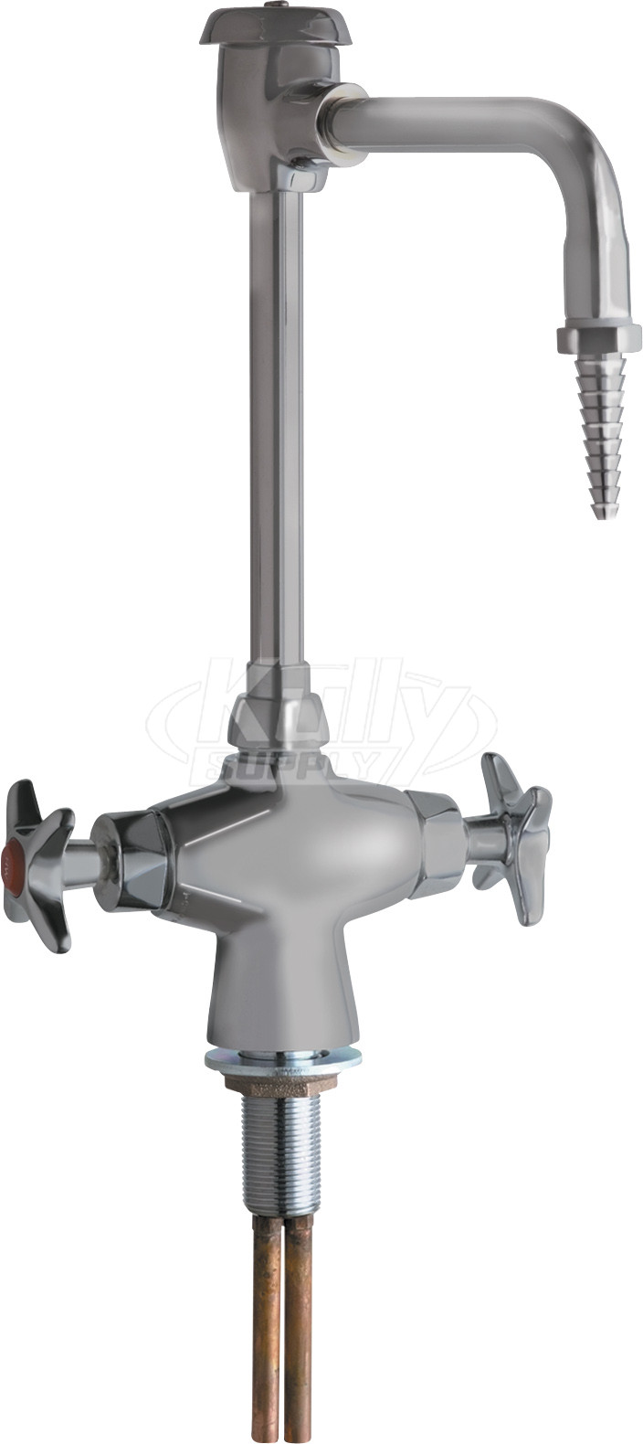 Chicago 930-SAM Hot and Cold Water Mixing Faucet with Vacuum Breaker and Chemical Resistant Satin Antimicrobial Finish