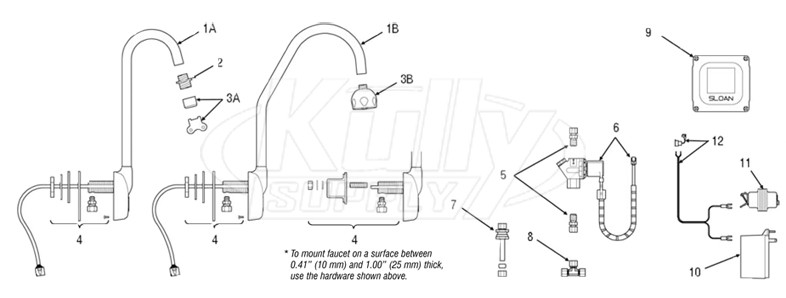 Sloan Optima(R) ETF-500 Faucet Parts Breakdown