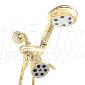 Speakman VS-222252-PB Combination Handheld & Fixed Showerhead w/ 3-way Diverter Bracket - Polished Brass (Discontinued)