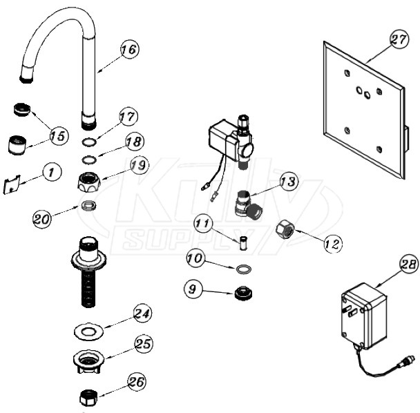 Zurn Z6903-76 AquaSense Faucet Parts Breakdown | KullySupply.com