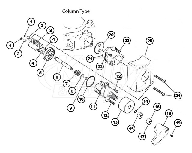 Bradley Equa-Flo Column Shower Valve For Shower Valve March 2002 To July 2004 Parts Breakdown