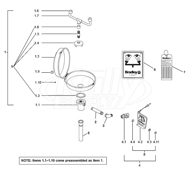 Bradley S19-230DC Parts Breakdown