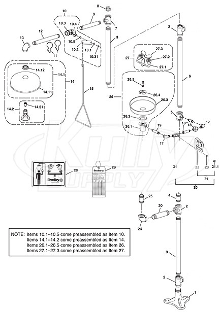 Bradley S19-310TT Parts Breakdown