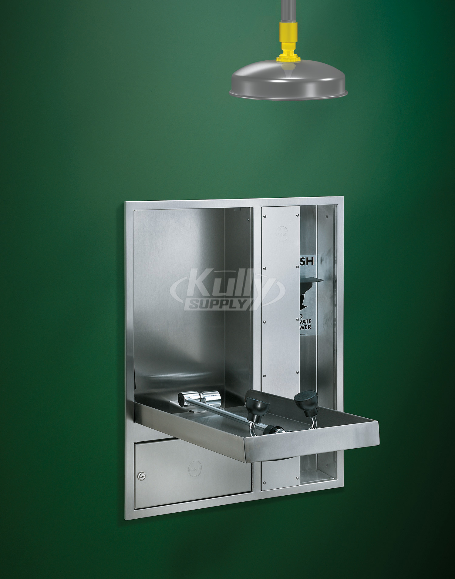 Bradley S19-325BF Recessed Barrier-Free Combination Drench Shower & Eye/Face Wash