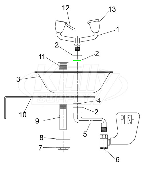 Speakman SE-490-ADA Eye-Face Wash Parts Breakdown