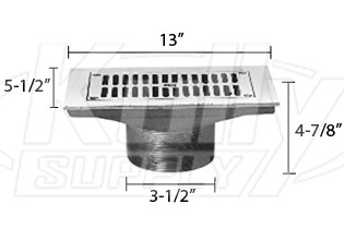 Zurn ZN400-13J Z400 "TYPE J" Rectangular Strainer - Polished Nickel Bronze Top