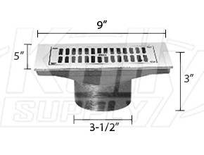 Zurn ZN400-9J Z400 "TYPE J" Rectangular Strainer - Polished Nickel Bronze Top