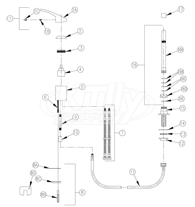 Zurn Z824B0 Parts Breakdown 