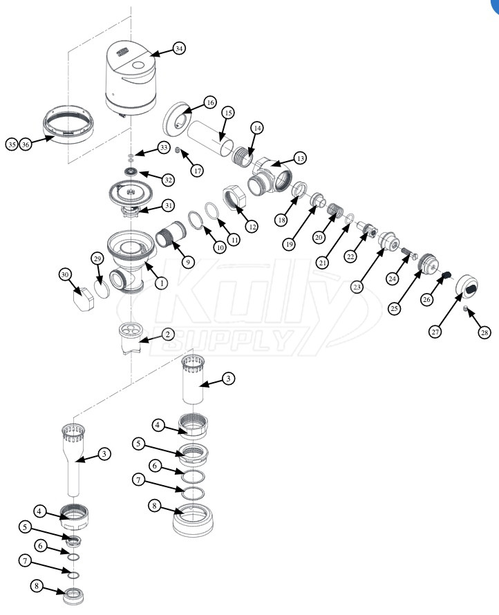 スイレン sr Zurn AquaSense ZER-TM Flush Valve Parts Breakdown