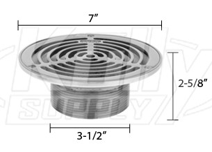 Zurn ZS400-7BS ZS400 "TYPE BS" Round Strainer - Type 304 Stainless Steel Top