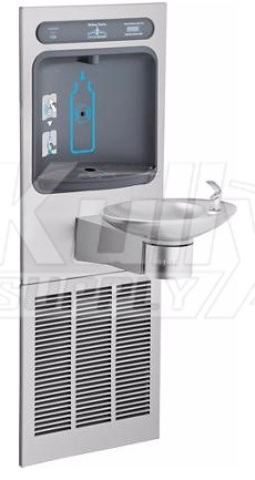 Halsey Taylor HTHBWF-OVLER-I HydroBoost Bottle Filling Station, & Integral OVL-II Fountain, Stainless Steel