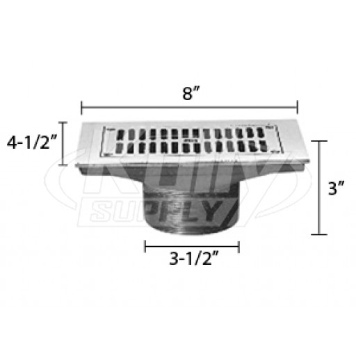 Zurn ZN400-8J Z400 "TYPE J" Rectangular Strainer - Polished Nickel Bronze Top
