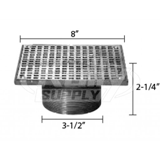 Zurn ZB400-8S Z400 "TYPE S" Square Strainer - Polished Bronze Top