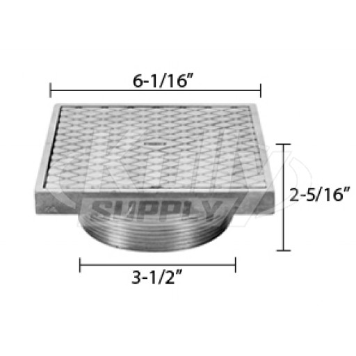 Zurn ZN400-6SC Z400 "TYPE SC" Square Strainer - Polished Nickel Bronze Top