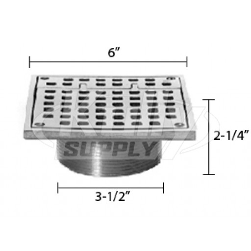 Zurn ZN400-6SH Z400 "TYPE SH" Square Hinged Strainer - Polished Nickel Bronze Top