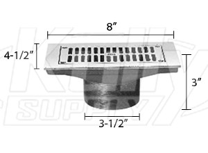 Zurn ZN400-8J Z400 "TYPE J" Rectangular Strainer - Polished Nickel Bronze Top