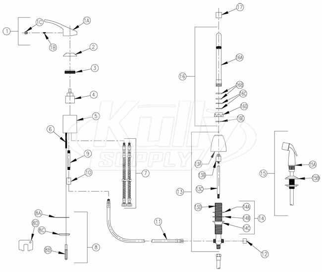 Zurn Z824C0-HS Faucet Parts Breakdown | ZurnProducts.com