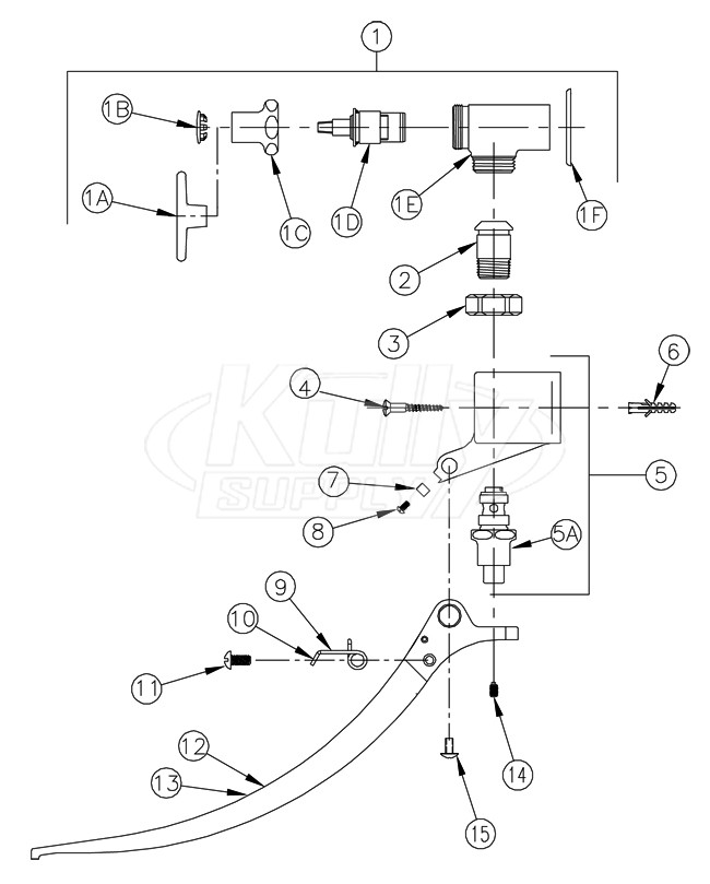 ulawlietページ Zurn Z85500-WM Double Foot Pedal Valve Parts Breakdown