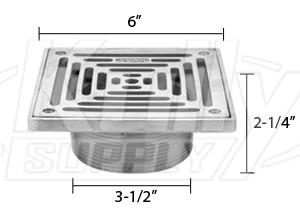 Zurn ZS400-6SS ZS400 "TYPE SS" Square Strainer - Type 304 Stainless Steel Top