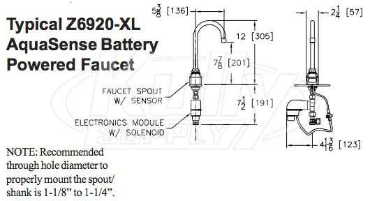 Zurn Z6920-XL AquaSense Battery Powered Faucet | ZurnProducts.com