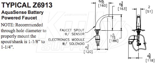 Zurn Z6913-XL-TMV-1 AquaSense Battery Powered Faucet