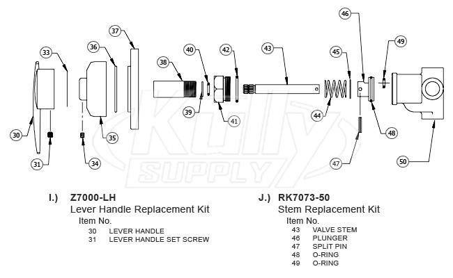 Zurn Z7500 Aqua-Panel Shower Unit Valve Parts Breakdown